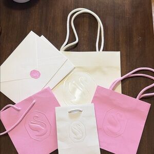 Swarovski Pink and White Gift Bags with Rope Handles